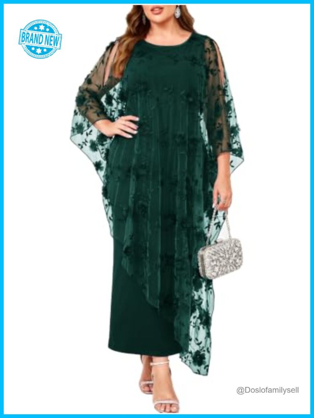 Plus Size 3D Floral Formal Dress Long Overlay Evening Gown Wedding Guest